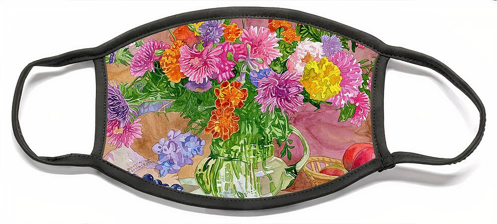Summer Face Mask featuring the painting Summer Bouquet by Espero Art