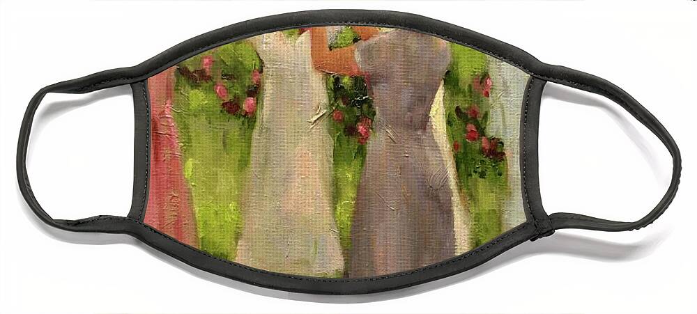 Women Hanging Clothes Face Mask featuring the painting Summer Breeze by Ashlee Trcka
