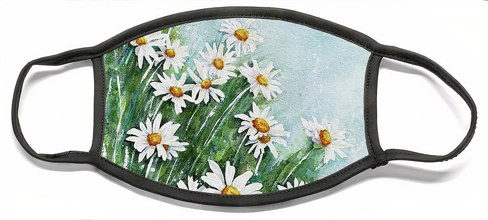 Daisies Face Mask featuring the painting Summer Breeze by Lori Taylor