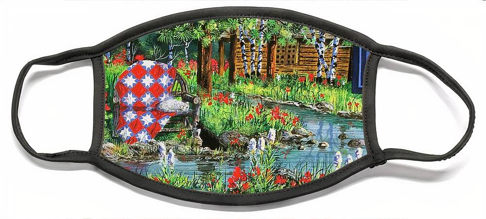 Log Cabin Face Mask featuring the painting Summer Dream by Diane Phalen