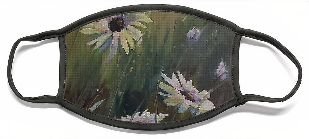 Daisy Face Mask featuring the painting Summer is Daisies by Sheila Romard