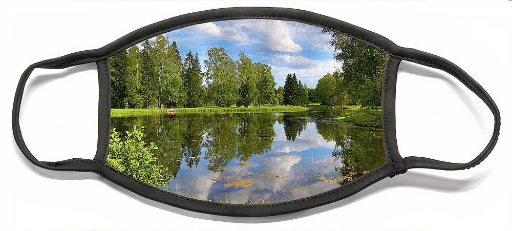 Lake Face Mask featuring the photograph Summer Lake Landscape In Park by Mikhail Kokhanchikov