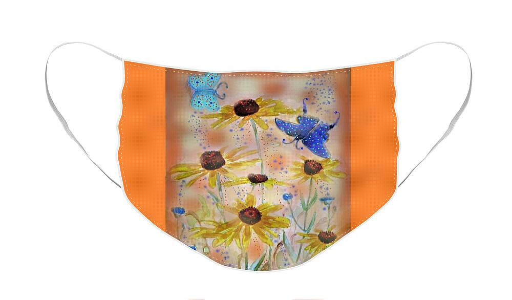 Painting Face Mask featuring the painting Summer Meadow Magic by Angela Davies