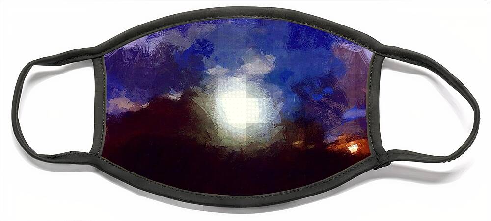Sky Face Mask featuring the mixed media Summer Moon by Christopher Reed