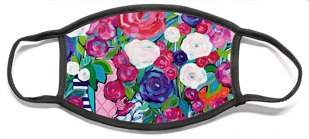 Flowers Face Mask featuring the painting Summer Soiree by Beth Ann Scott