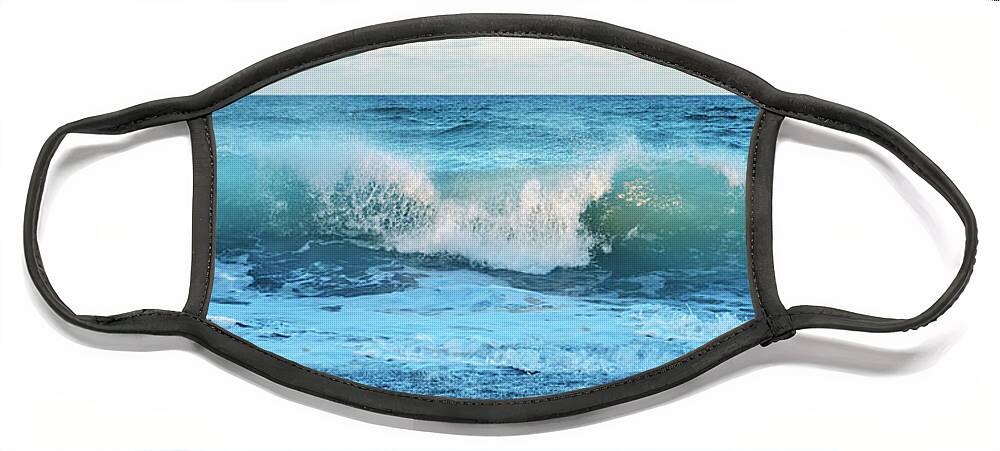 Wave Face Mask featuring the photograph Summer Surf Ocean Wave by Laura Fasulo