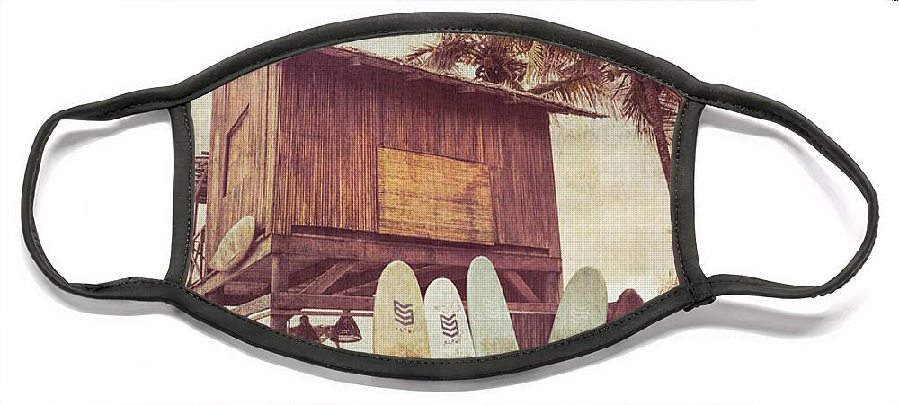 African Face Mask featuring the photograph Summer Surf Shack Postcard by Debra and Dave Vanderlaan