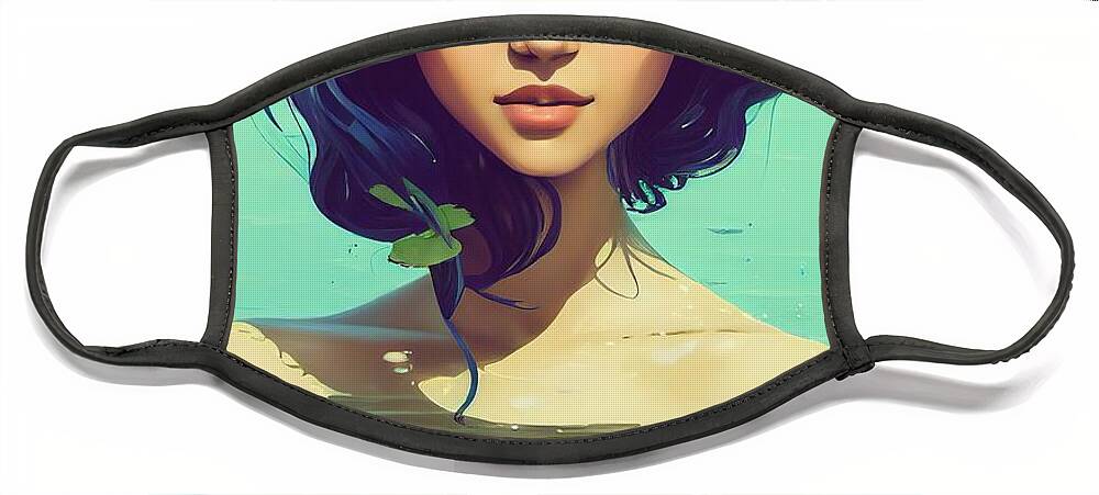 Girl Face Mask featuring the digital art Summer Swim by Nickleen Mosher