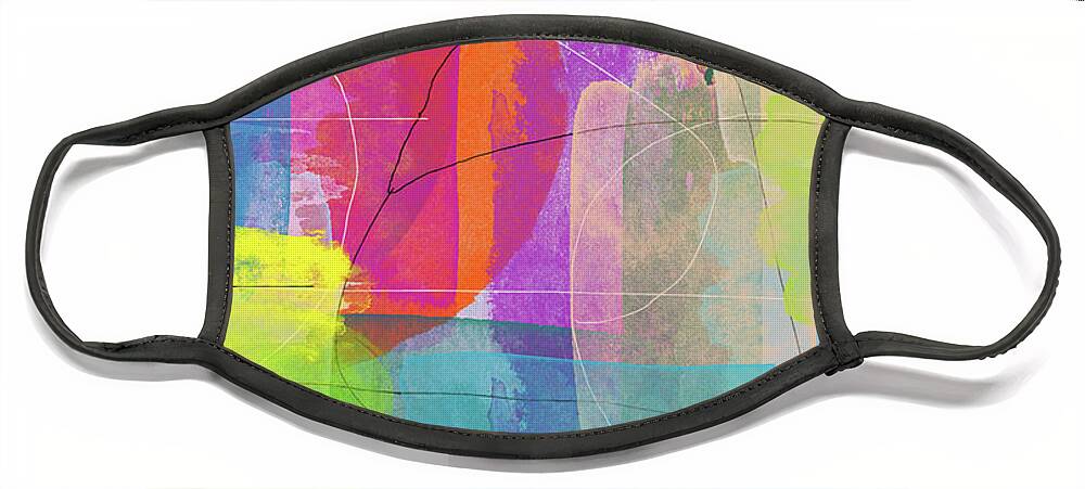 Abstract Landscape Face Mask featuring the painting Summer Vibes - Large Colorful Abstract Landscape by Modern Abstract