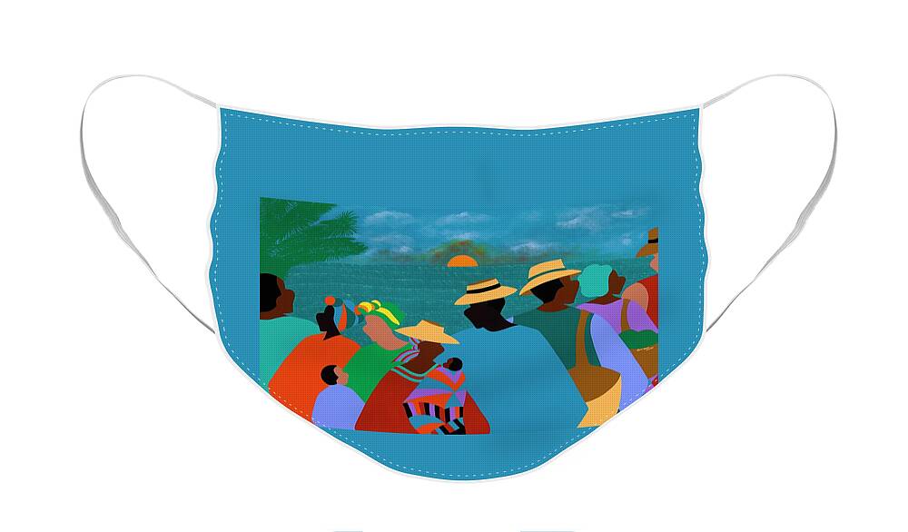 Summertime Face Mask featuring the painting Summertime Porgy and Bess by Synthia SAINT JAMES