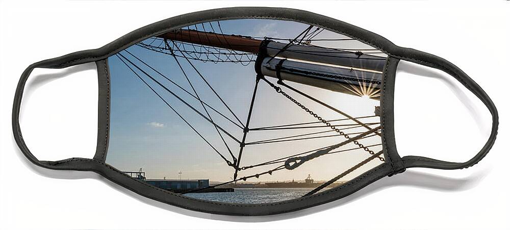 California Face Mask featuring the photograph Sunburst on the Bow of the Star of India by David Levin