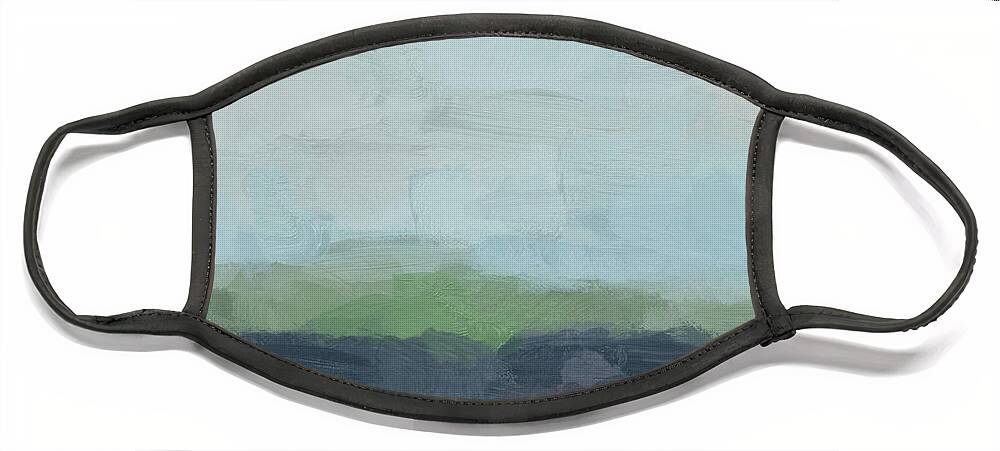 Navy Teal Aqua Sky Blue Green Face Mask featuring the painting Sunday Afternoon by Rachel Elise
