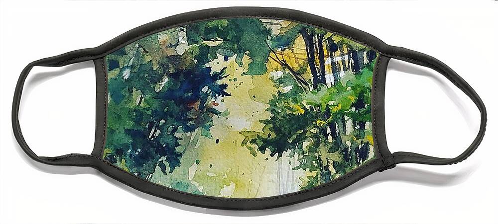 Landscape Face Mask featuring the painting Sunday Drive by Sheila Romard