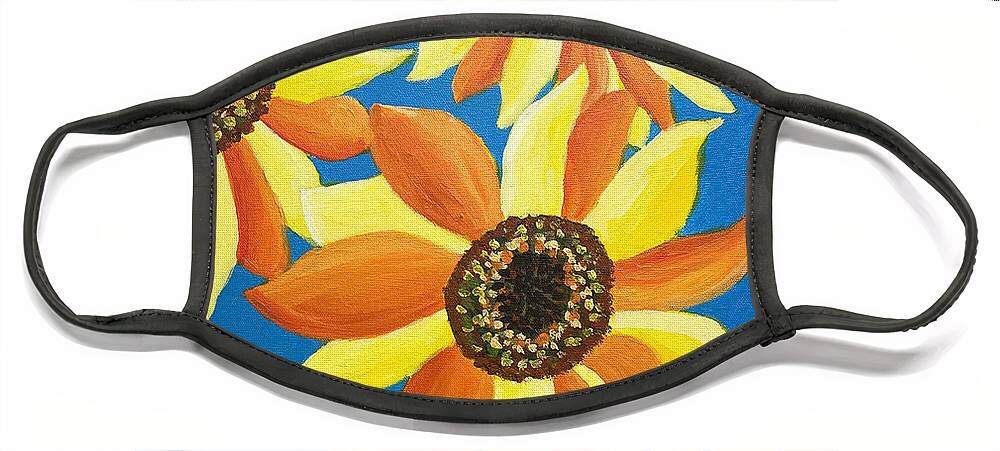 Sunflower Face Mask featuring the painting Sunflowers Five by Christina Wedberg