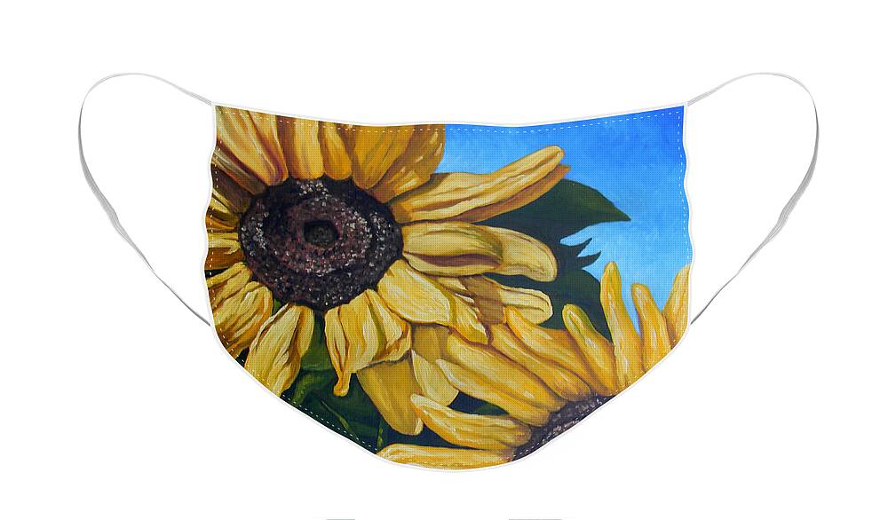 Sunflowers Face Mask featuring the painting Sunflowers by Richard Kaiser