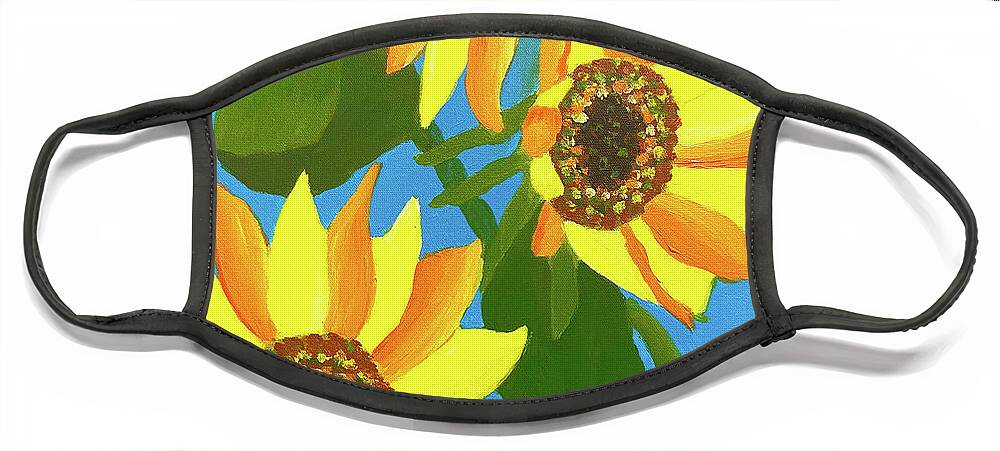 Sunflower Face Mask featuring the painting Sunflowers Three by Christina Wedberg