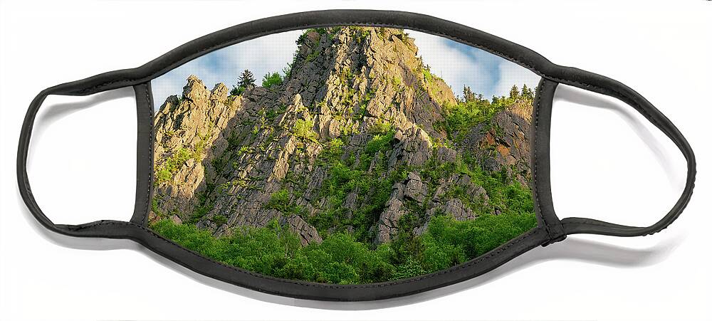 New Hampshire Face Mask featuring the photograph Sunlight plays on a Stone Pinnacle in Dixville Notch, New Hampshire by William Dickman