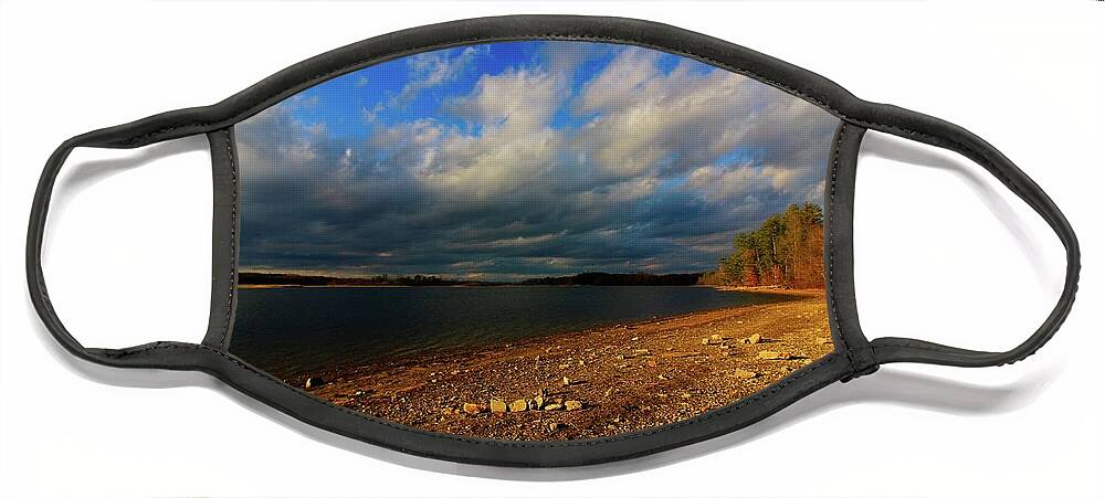 Landscape Face Mask featuring the photograph Sunny Shore by Mary Walchuck
