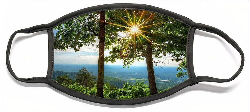 Appalachia Face Mask featuring the photograph Sunrays over the Smoky Blue Ridge Mountains by Debra and Dave Vanderlaan