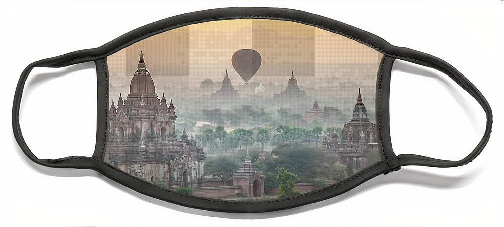 Sunrise Face Mask featuring the photograph Sunrise at Bagan by Arj Munoz