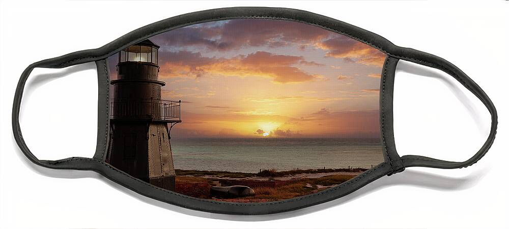 Fort Jefferson Lighthouse Face Mask featuring the photograph Sunrise at Fort Jefferson by Keith Kapple