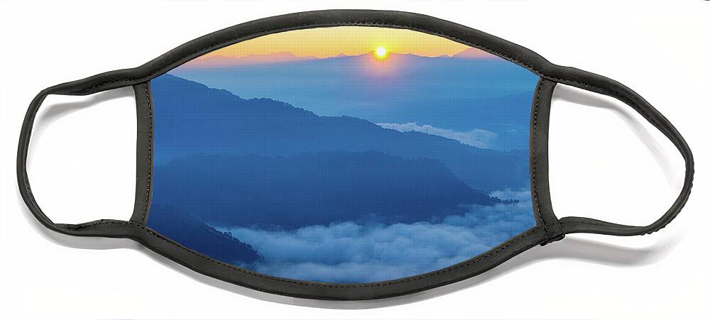 Philippines Face Mask featuring the photograph Sunrise at Mount Kiltepan in Sagada by Arj Munoz