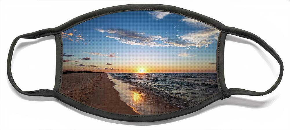 Sun Face Mask featuring the photograph Sunrise on Opal Beach, Pensacola Beach, Florida by Beachtown Views