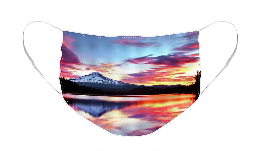 Mount Hood Face Mask featuring the photograph Sunrise on the Lake by Darren White