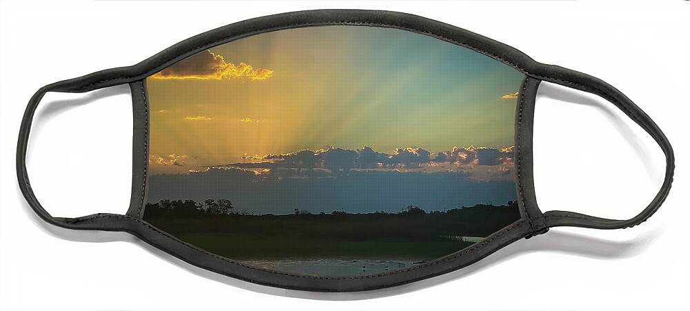 Sunrise Face Mask featuring the photograph Sunrise Peeking Through by Pam Rendall