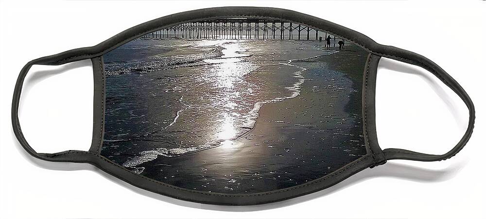  Ocean Sunsets Face Mask featuring the photograph Pier Sunset @ Folly Beach by Victor Thomason