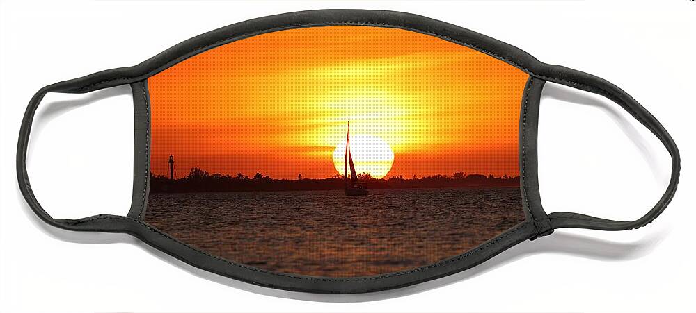 Sunset Face Mask featuring the photograph Sunset 3 by Mingming Jiang