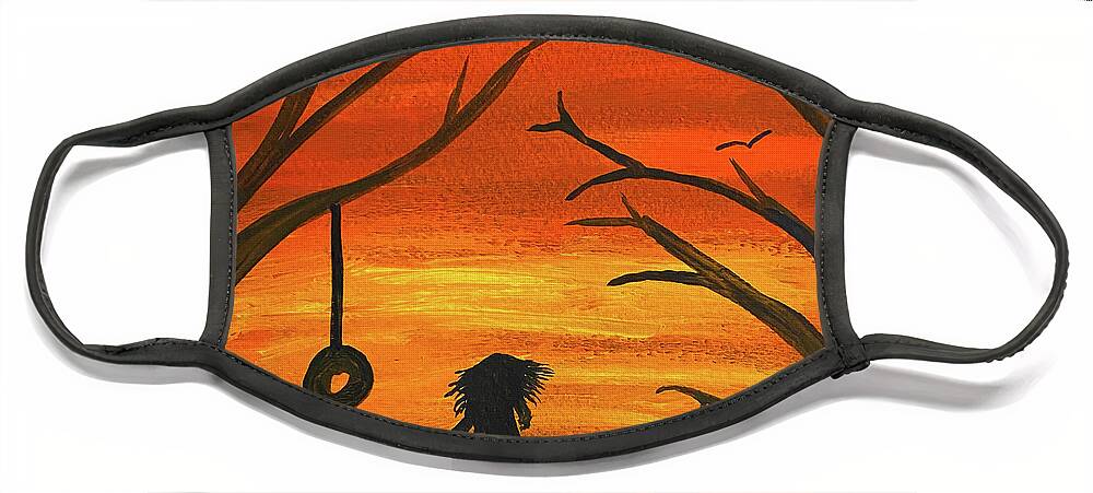 Sunset Face Mask featuring the painting Sunset Adventure by Lisa Neuman