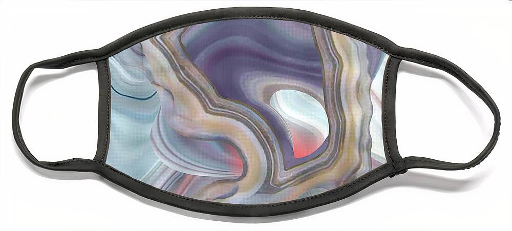 Abstract Face Mask featuring the mixed media Sunset Agate by M Spadecaller