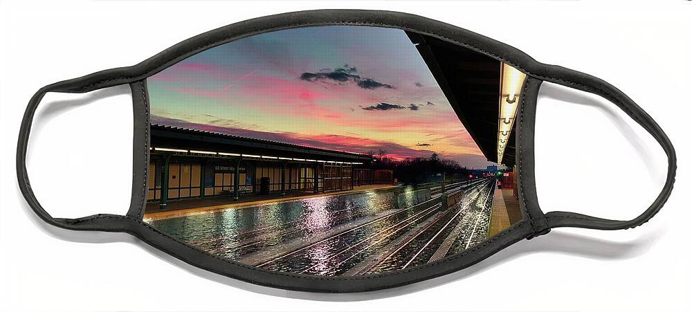 Queens Face Mask featuring the photograph Sunset at 88th St. by Carol Whaley Addassi
