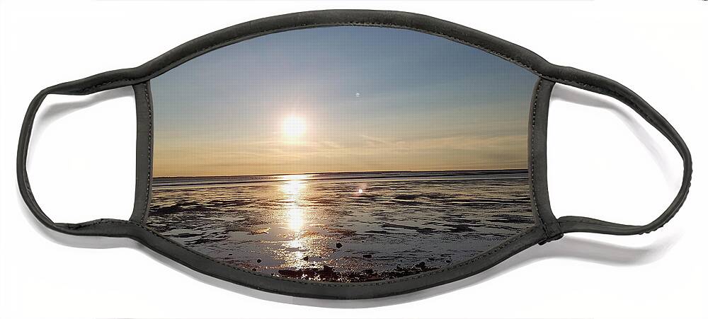 Sunset Face Mask featuring the photograph Sunset at low tide by Brent Knippel