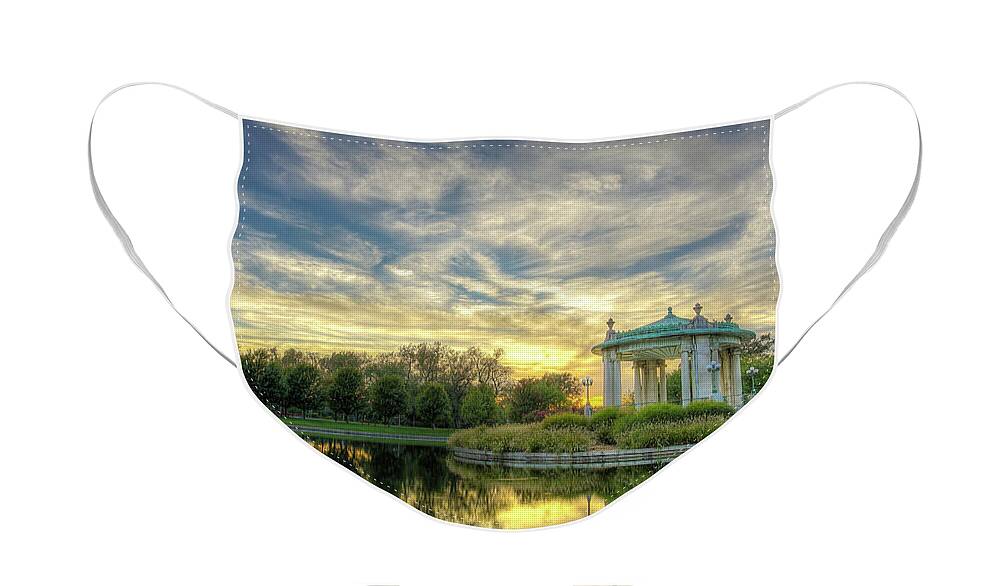 Nathan Frank Bandstand Face Mask featuring the photograph Sunset at the Bandstand by Randall Allen
