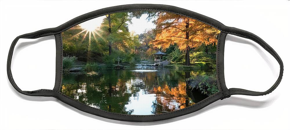 Sunset Face Mask featuring the photograph Sunset at the Pagoda by Cheri Freeman