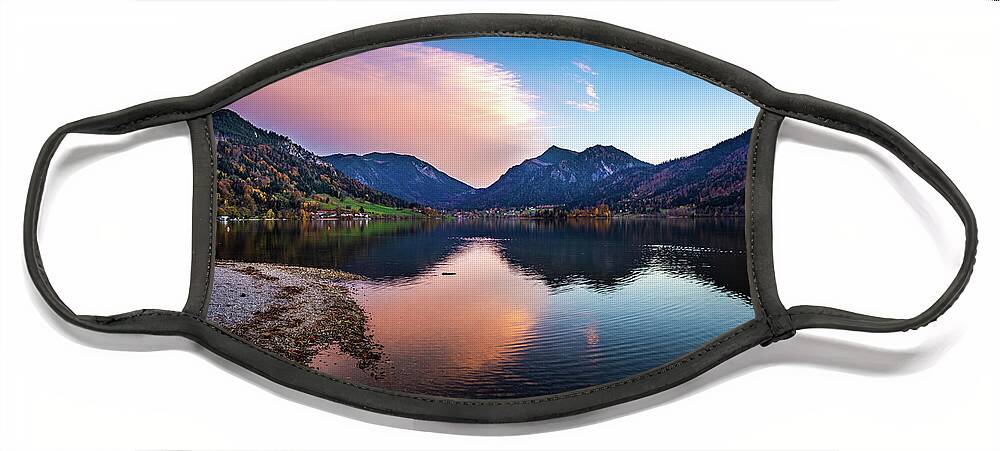 Schliersee Face Mask featuring the photograph Sunset at the Schliersee III by Hannes Cmarits