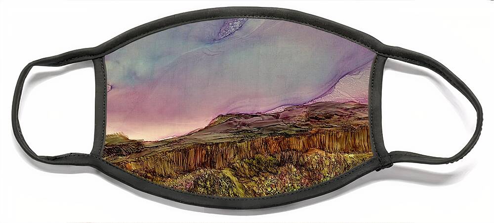 Bright Face Mask featuring the painting Sunset at Wild Rivers by Angela Marinari