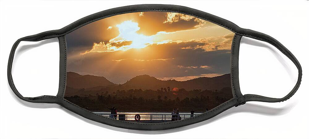 Sunset Face Mask featuring the photograph Sunset Dock by Portia Olaughlin