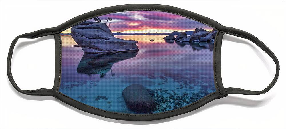 Lake Face Mask featuring the photograph Sunset Glass by Martin Gollery