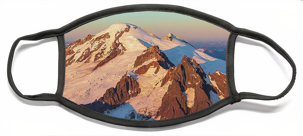 Mount Baker Face Mask featuring the photograph Sunset Gold by Michael Rauwolf