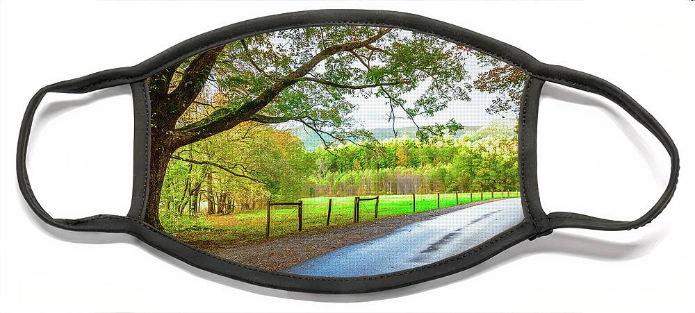 Trail Face Mask featuring the photograph Sunset in Cades Cove Early Autumn by Debra and Dave Vanderlaan
