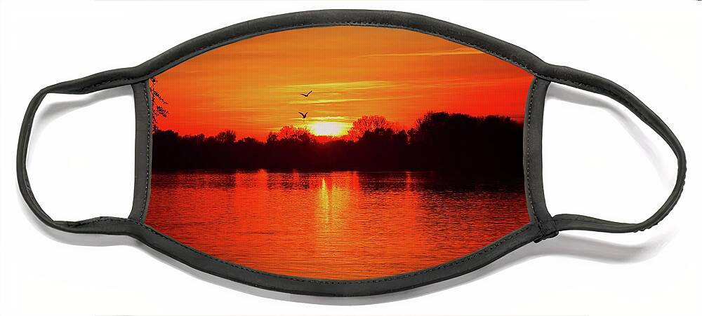 Harmony Face Mask featuring the photograph Sunset Love III by Leonida Arte
