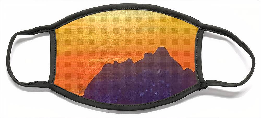 Sunset Face Mask featuring the painting Sunset on Abiquiu Lake by Christina Wedberg