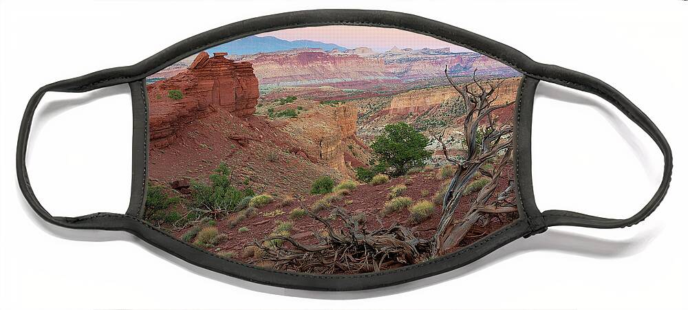 Utah Face Mask featuring the photograph Sunset on Capitol Reef by Aaron Spong