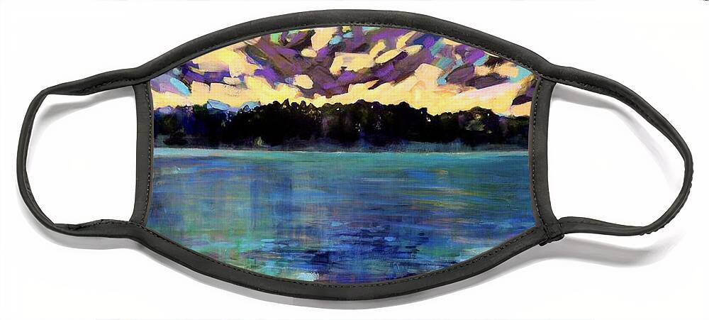 Lanscape Painting Face Mask featuring the painting Landscape lake painting by Marysue Ryan