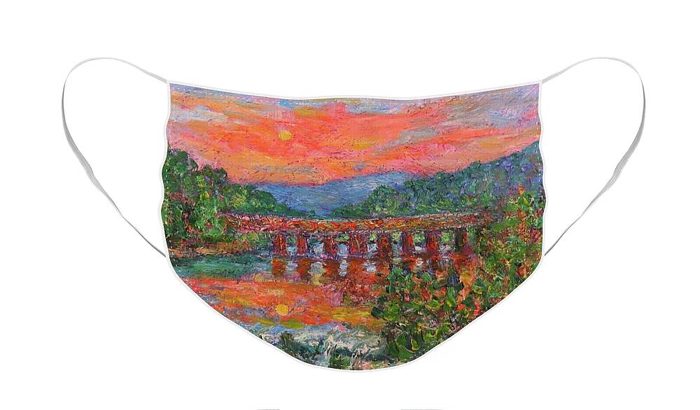 Kendall Kessler Face Mask featuring the painting Sunset on the New River by Kendall Kessler