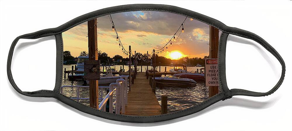 Pier Face Mask featuring the photograph Sunset on the Pier by Chris Montcalmo