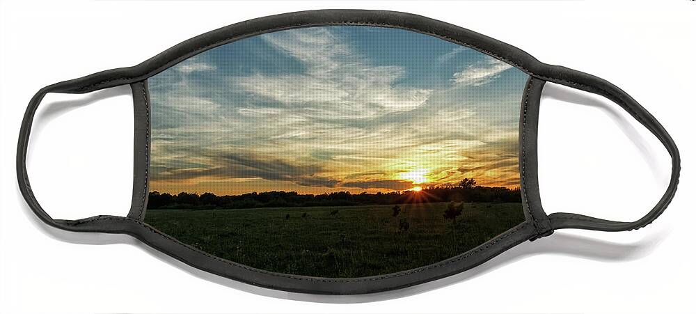 Prairie Face Mask featuring the photograph Sunset on the Prairie by Natural Focal Point Photography